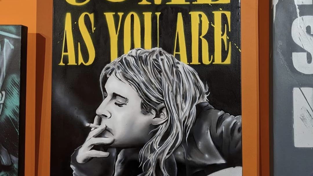 canvas art kurt cobain spray paint portrait